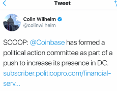 Coinbase Flexes肌肉，发明政治举动委员会